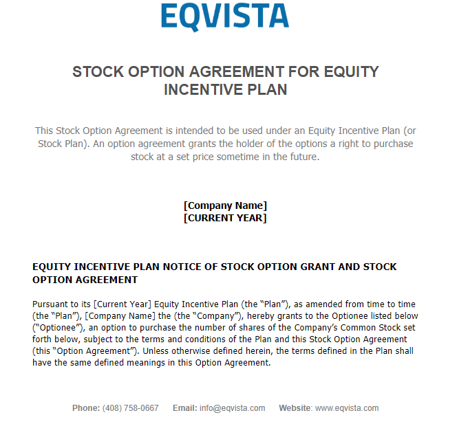 Stock option agreement 