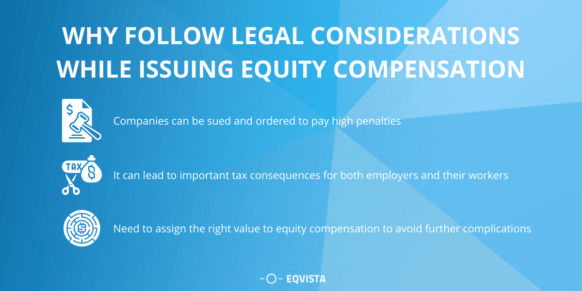 Why follow legal considerations while issuing equity compensation?
