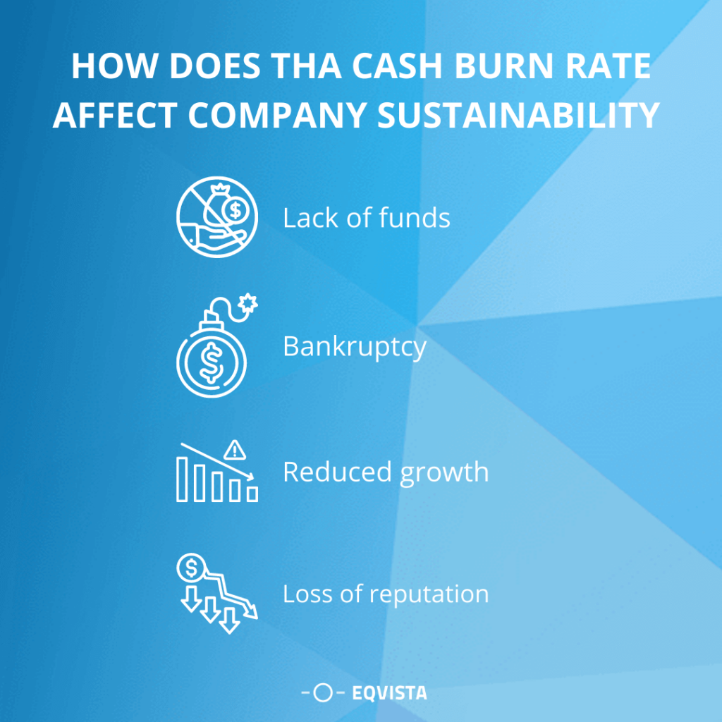 How does the cash burn rate affect company sustainability?