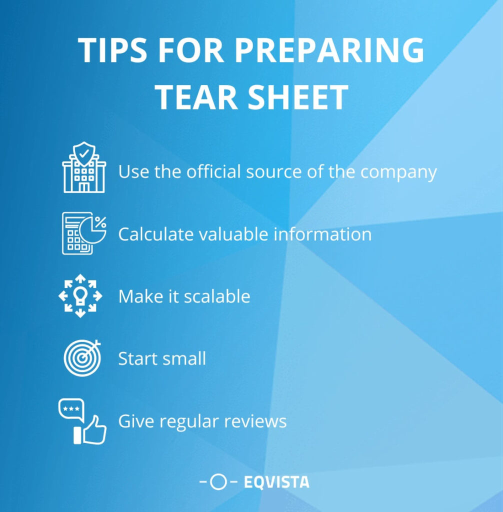 Tips for preparing tear sheet