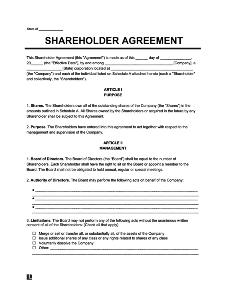 regular share agreement