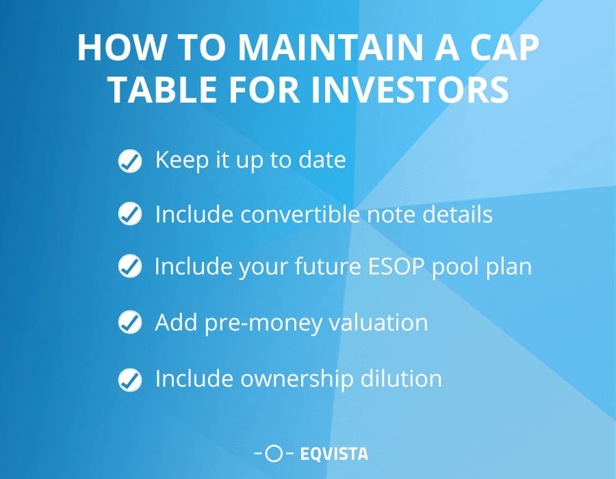 How to maintain a cap table for investors