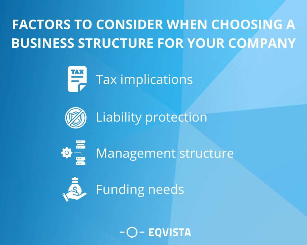 Factors to consider when choosing a business structure for your company