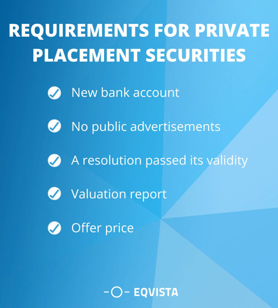 Requirements for private placement securities