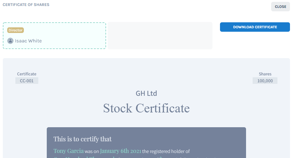 download share certificate