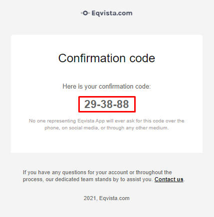 Code received through email 
