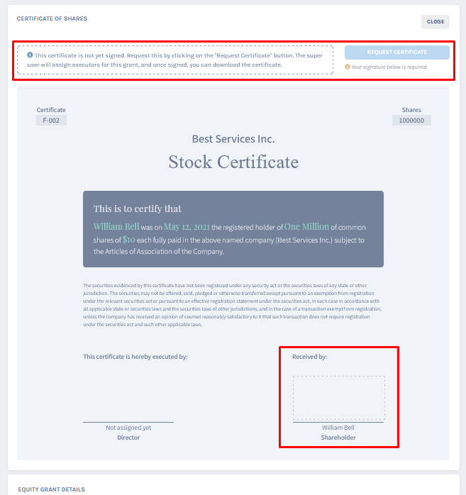 stock certificate 
