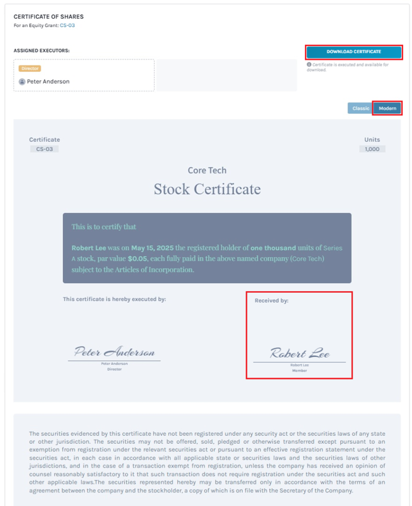 download certificate 