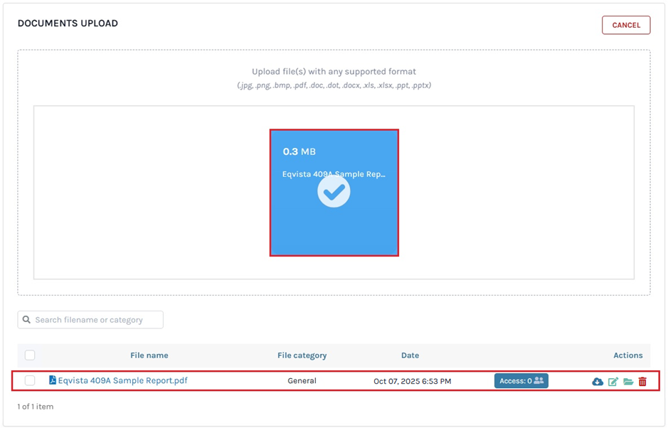 upload the file