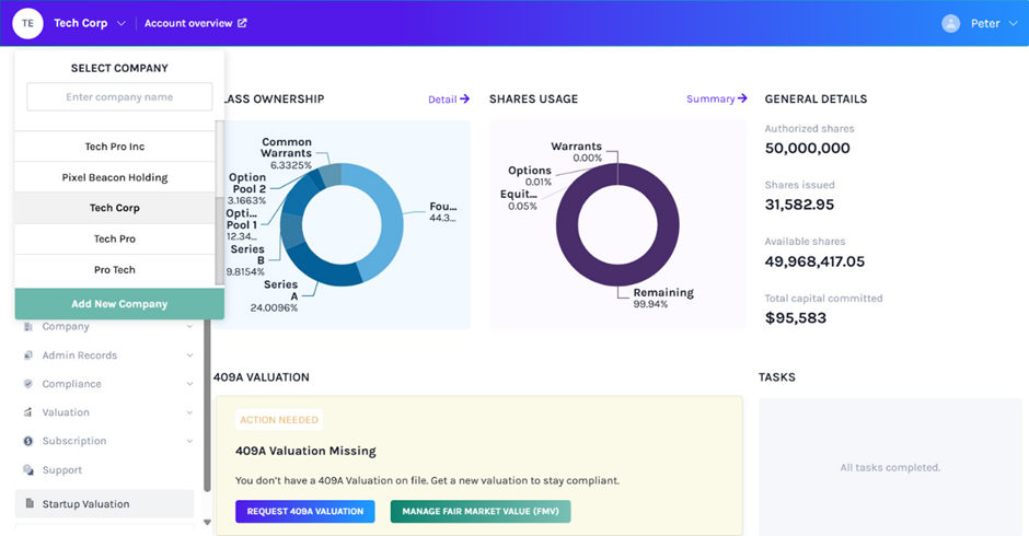 dashboard to choose other company