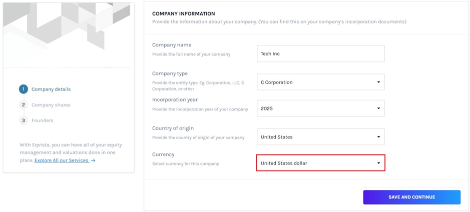 add the currency of your company