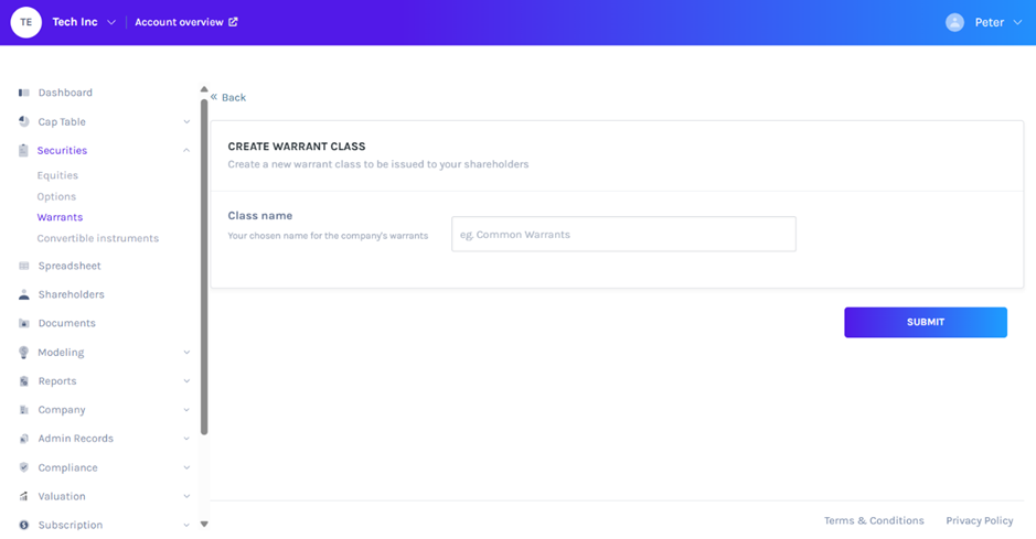 create warrant class