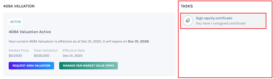 sign equity certificate 