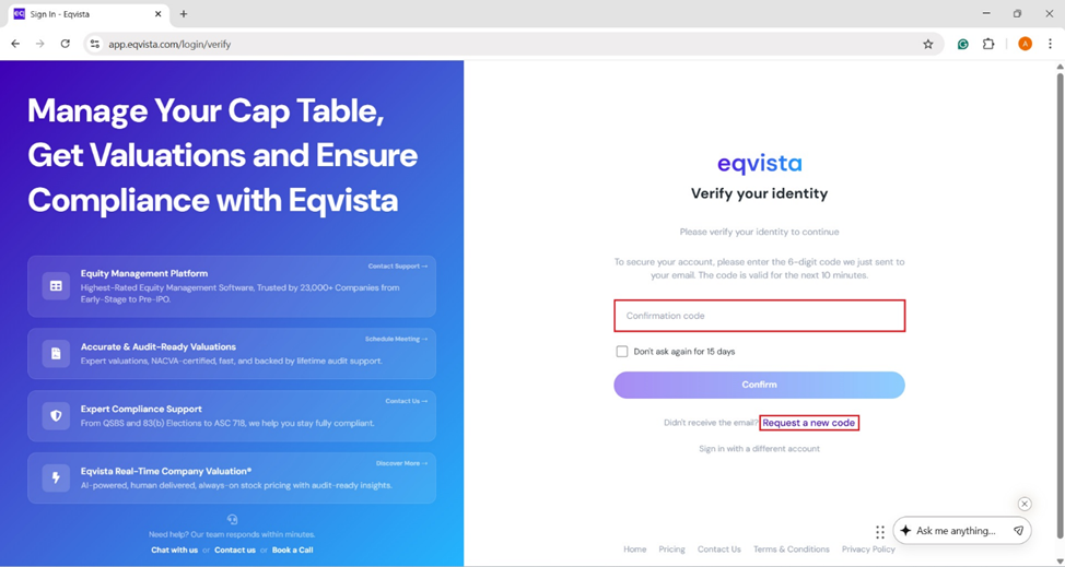 Request new code
