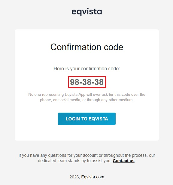 confirmation code