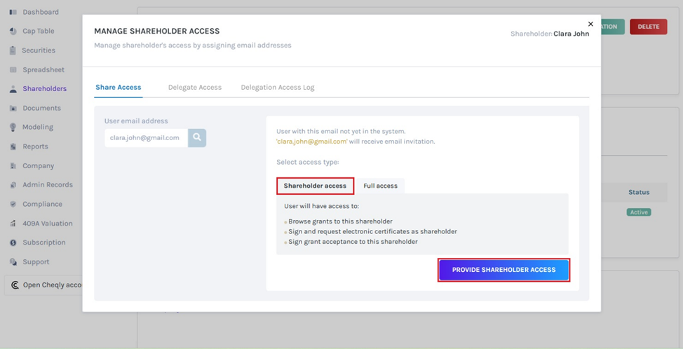 Shareholder access