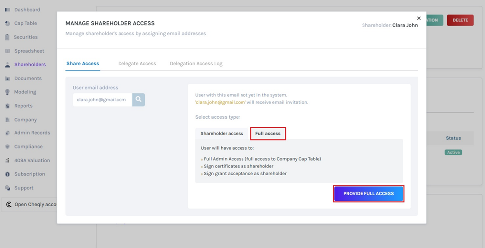 Full access/Admin access