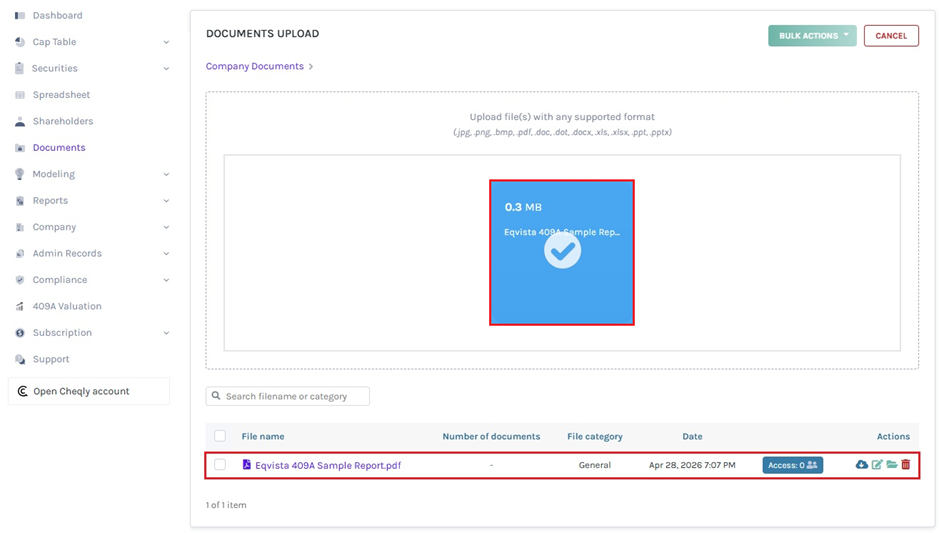 upload the file
