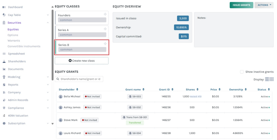 equity classes 