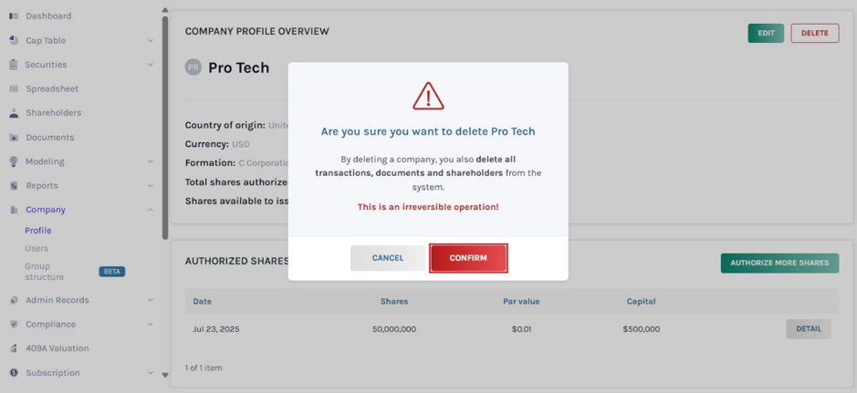 delete profile 