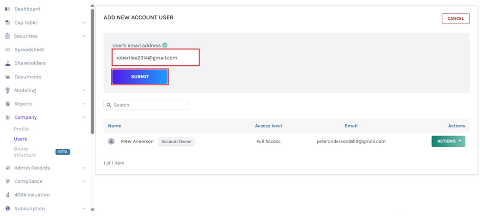user email 