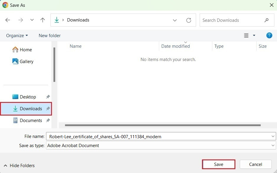 download certificate 
