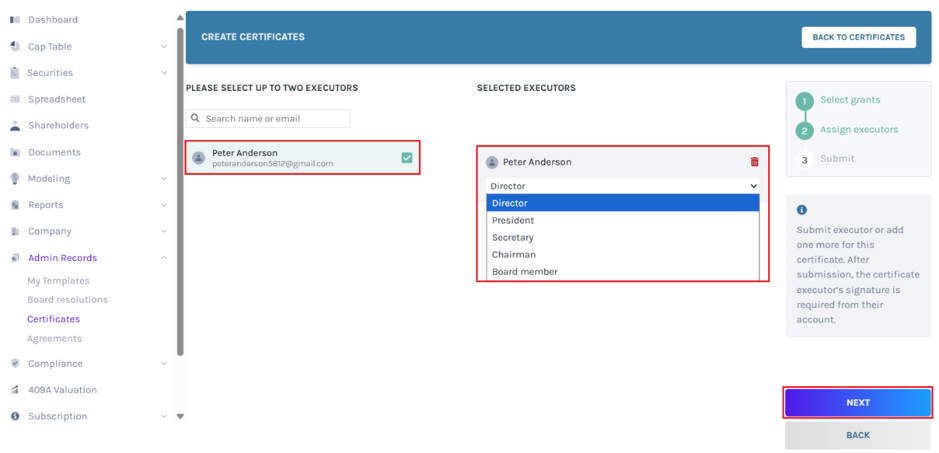 selected executors 
