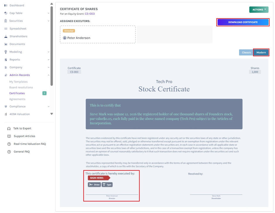download certificate 