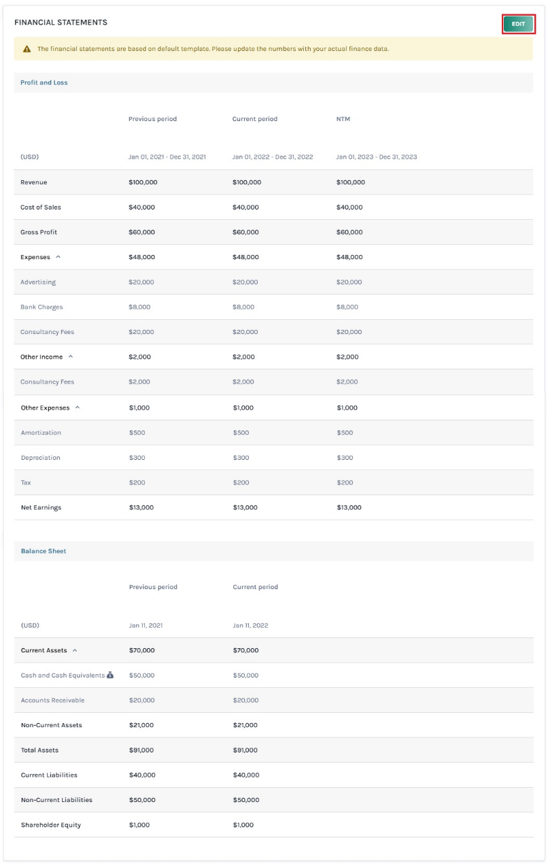 financial statements of the company