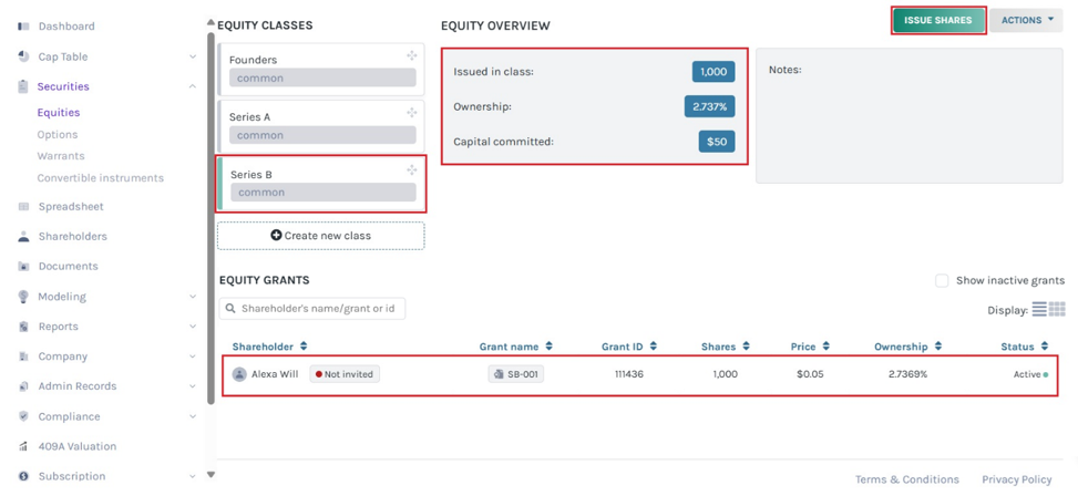see the equity class and the details