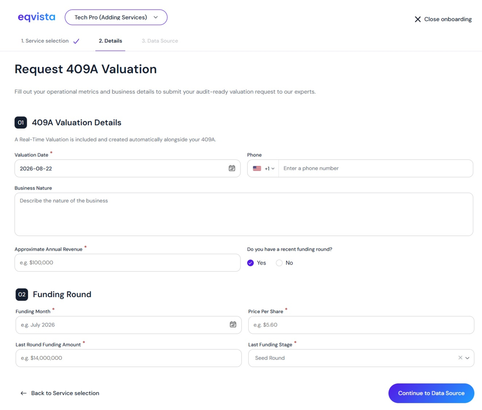 request 409a valuation 