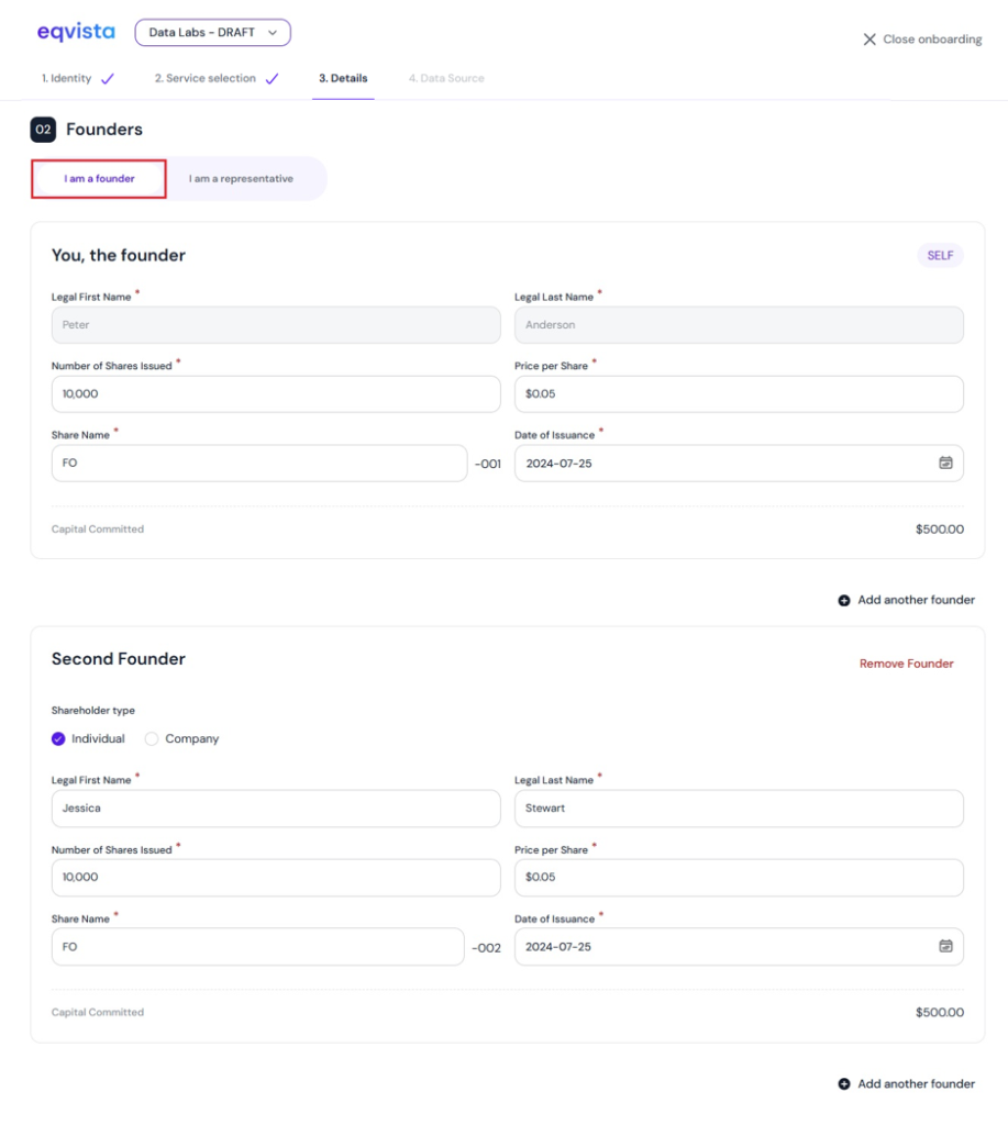 details of the next founder