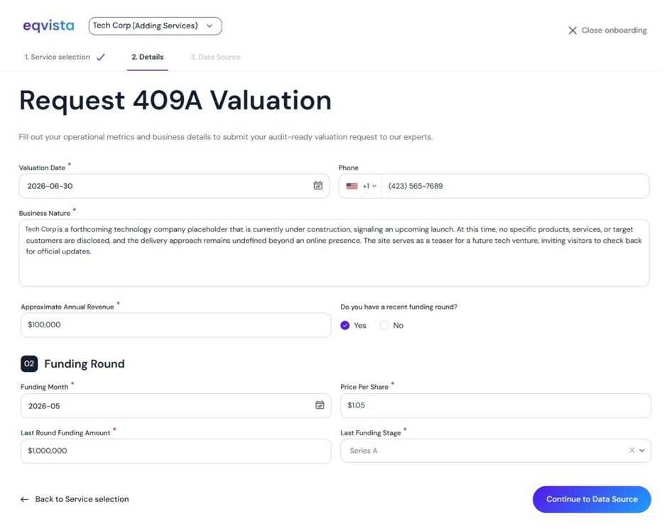  request for 409A valuation