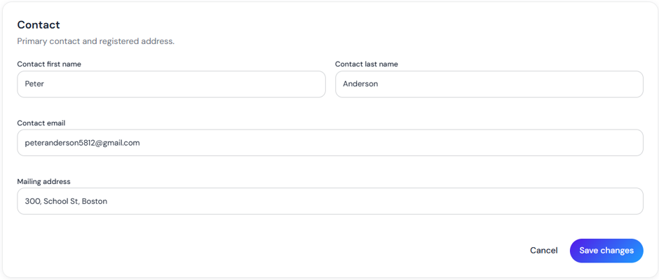edit the contact details