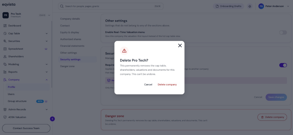 delete company 