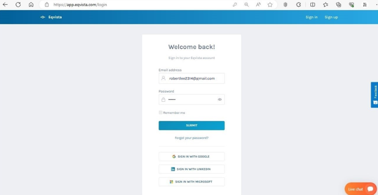 Eqvista login