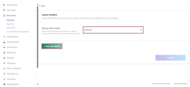 select the equity class again
