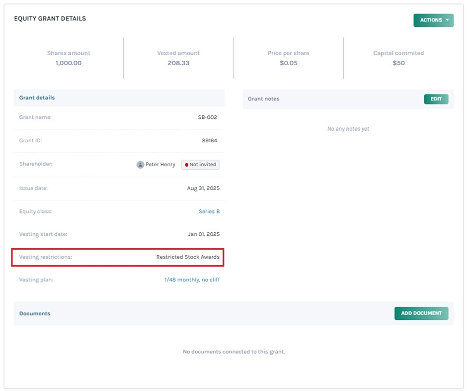 vestjng restrictions 