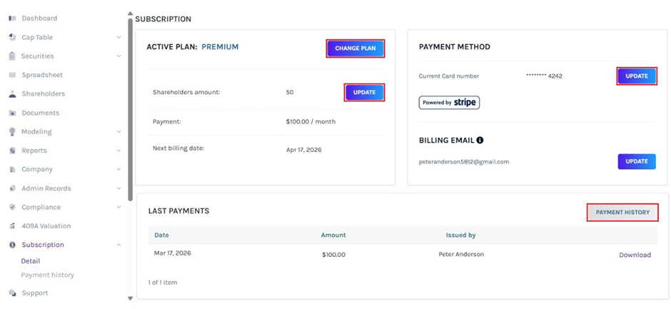 payment history 