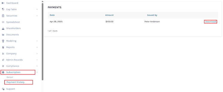 payment history