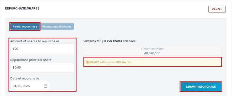 submit repurchase