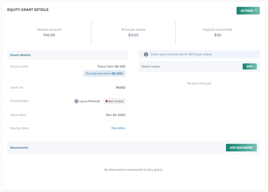 details of this transfer