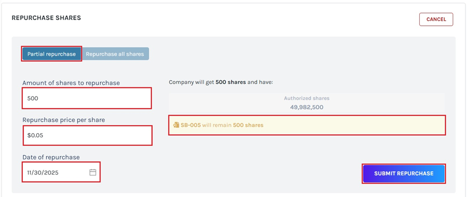 repurchase all shares