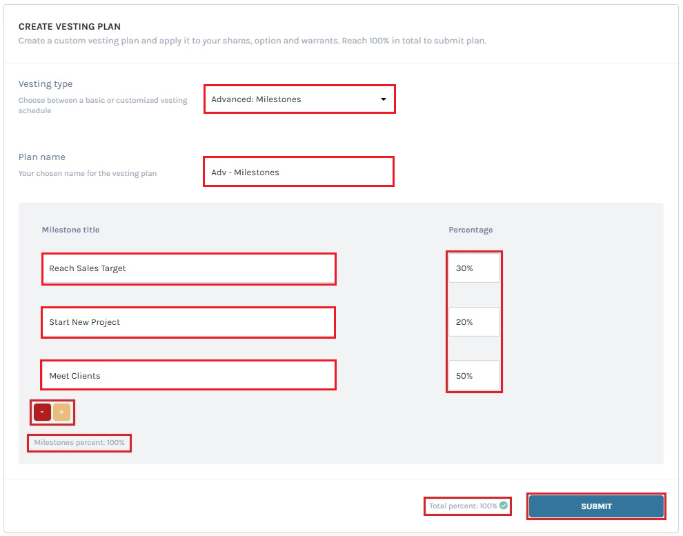 vesting plan name and type