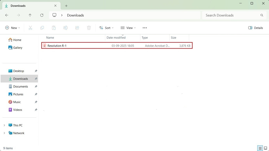 resolution gets downloaded as a PDF
