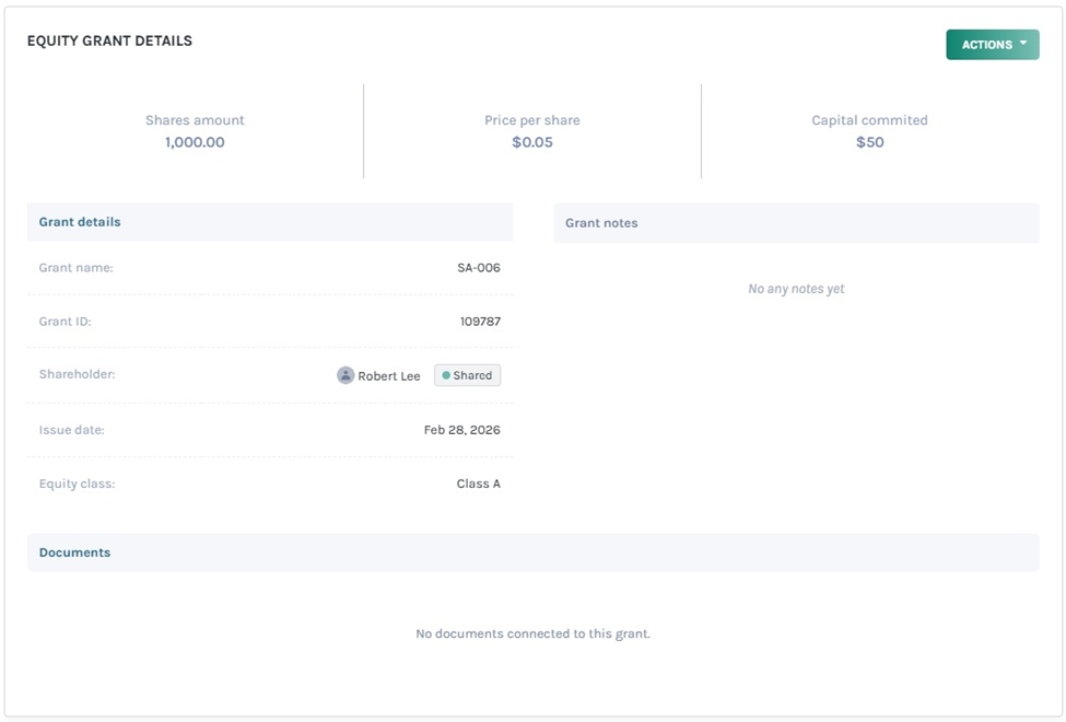 grant will be approved and you can view the grant details