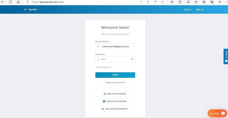 Eqvista login