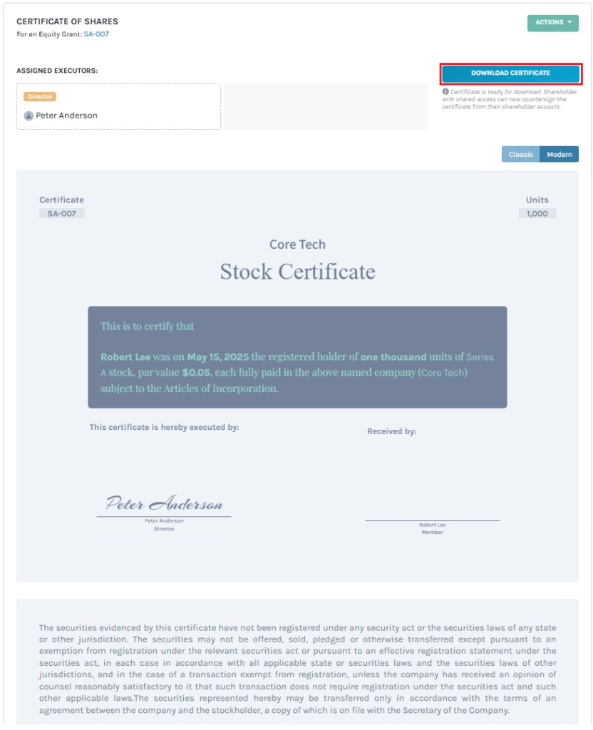 download certificate 