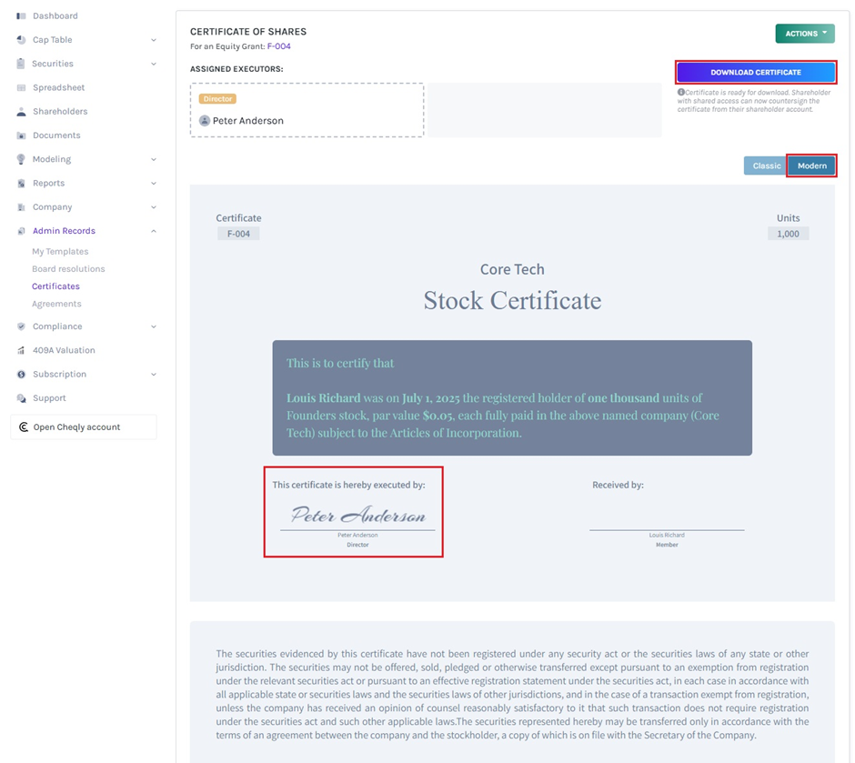 download certificate 