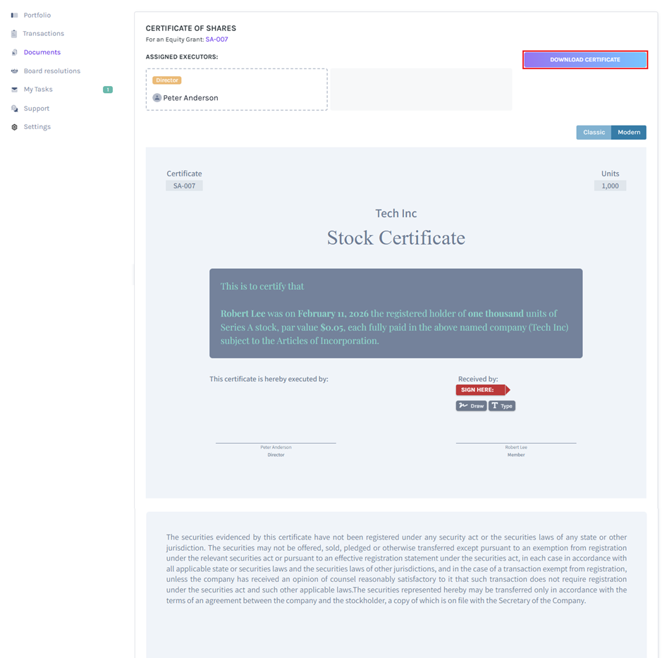 download certificate